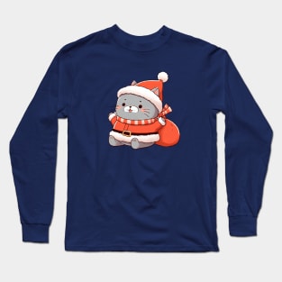 Fat Christmas Cat Santa Long Sleeve T-Shirt